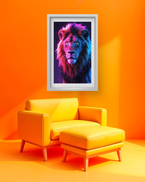 Neon Majesty Lion Wall Art